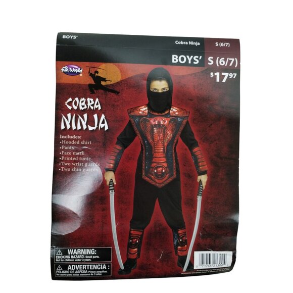 Fun World Boys Cobra Ninja Costume S (6/7) Hooded Shirt, Pants, Tunic and Mask - Picture 2 of 7